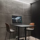 Con bar stool and Myk counter height table at Fora Form