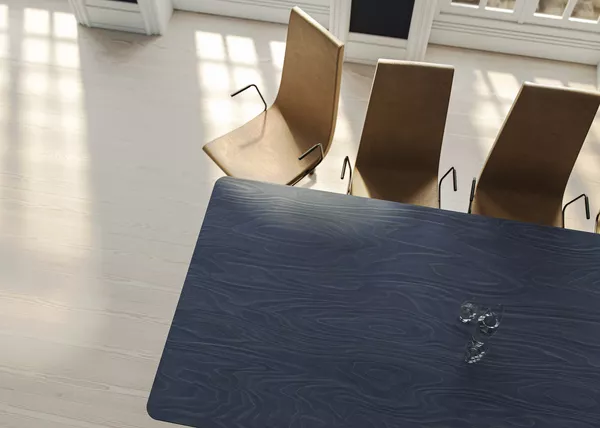 Fora Form Kvart table dark sky birchply Clint chairs cropped