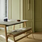 Knekk bench and wood table in whitewashed Fora Form