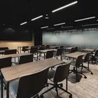 Atrium focus chairs and Clip tables from Fora Form