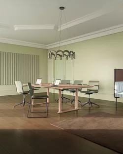 Atrium focus in blended green environment Roma Table Fora Form