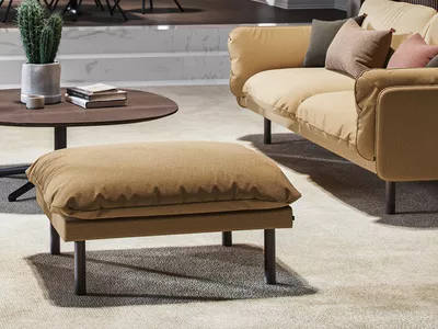 Otis ottoma sofa and Camp table from Fora Form