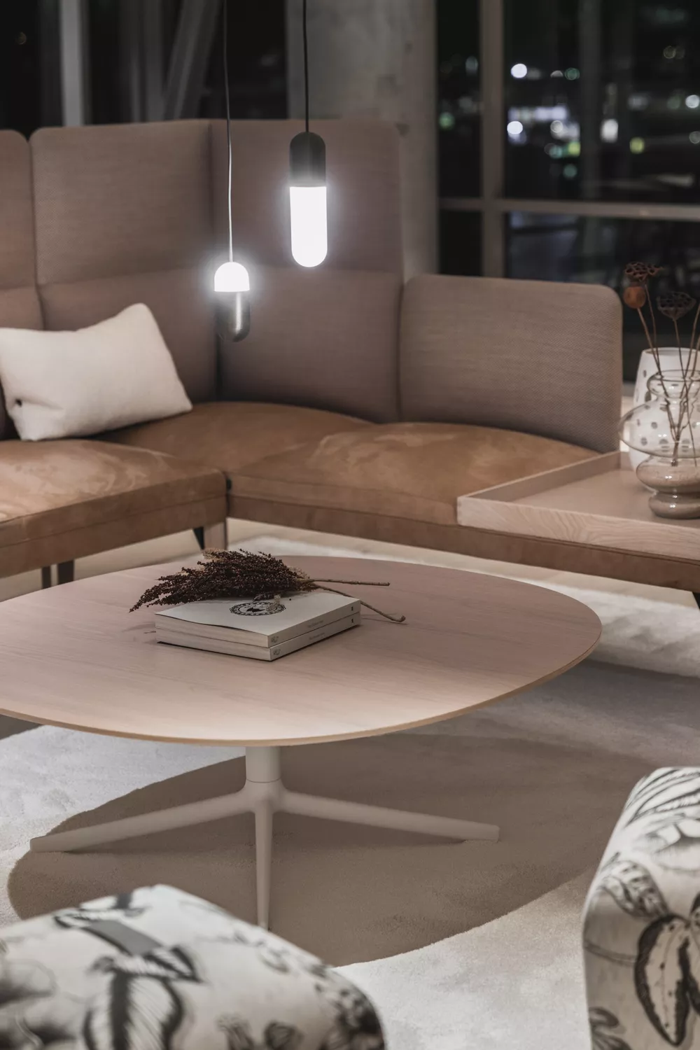 Camp table Senso sofa and Misto Ottoman at Fora Form