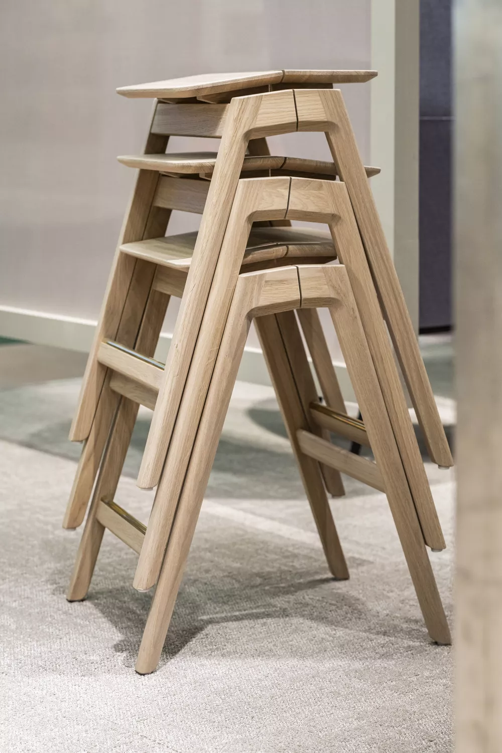 Stackable Knekk stool in solid oak Fora Form