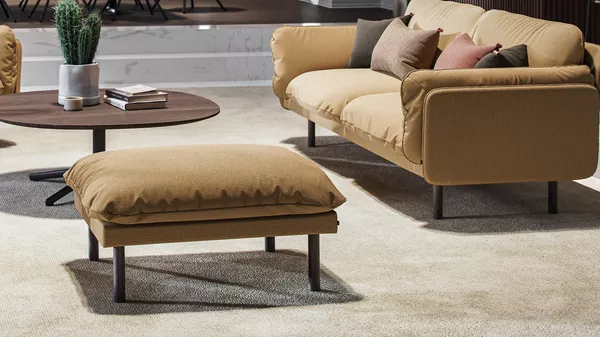 Otis ottoma sofa and Camp table from Fora Form