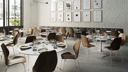 Restaurant med City stoler i valnøtt Kvart bord og Senso sofa Fora Form