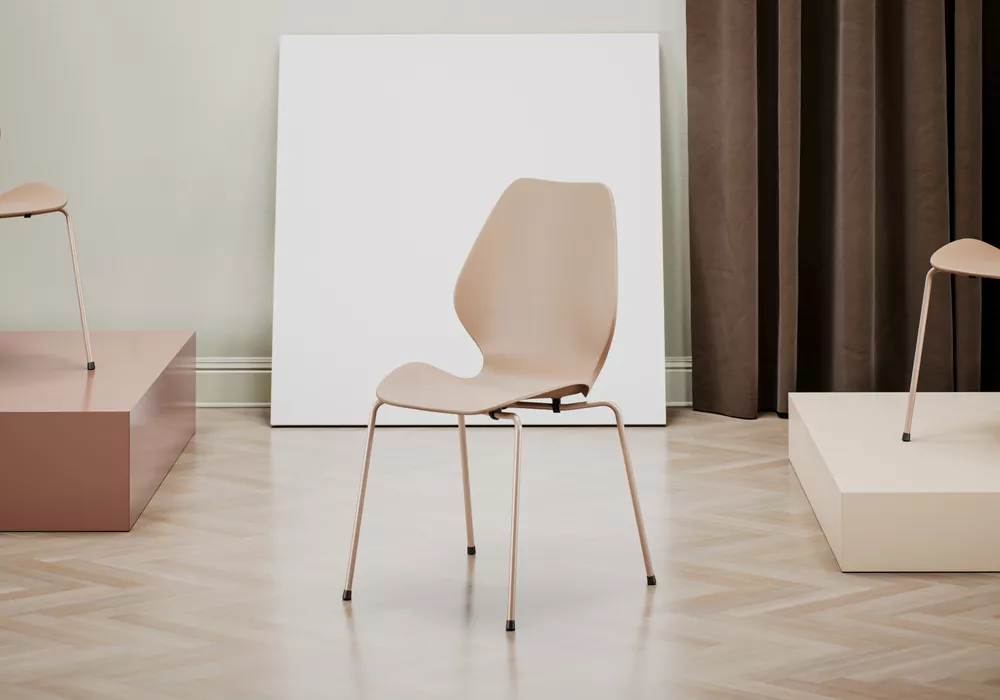 City plastic chair in golden pink from Fora Form
