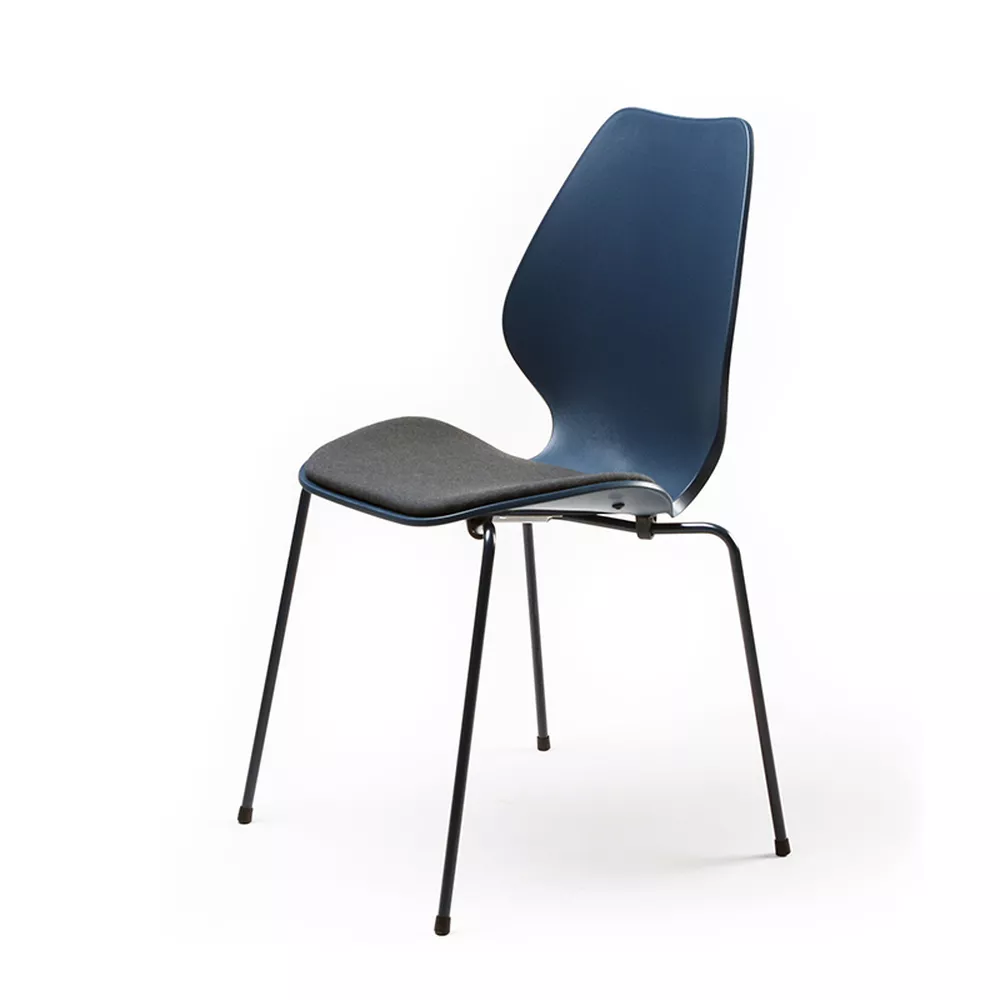 City blå plast stol med fast setepute Fora Form