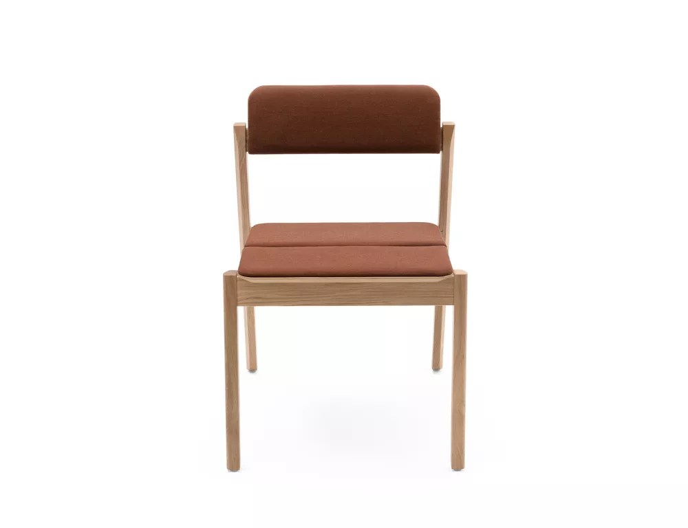 Knekk chair in oak fixed seat and back cushions Fora Form