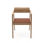 Knekk chair in oak fixed seat cushions with armrest Fora Form