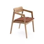 Knekk chair in oak fixed seat cushions with armrest from Fora Form