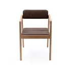 Knekk chair in oak fixed seat and back cushions with armrest Fora Form