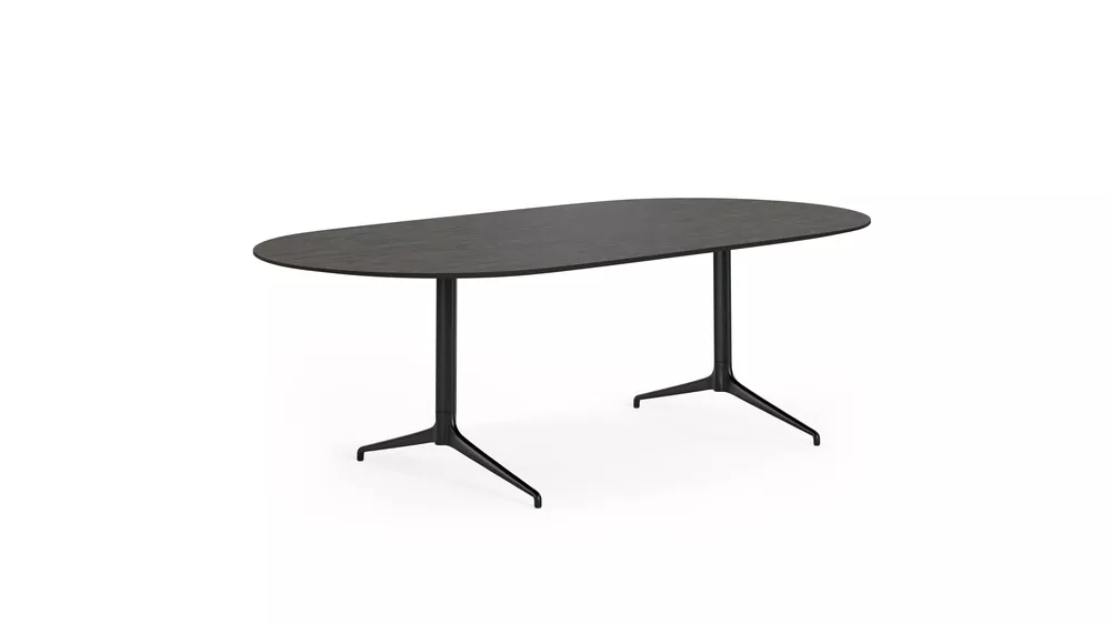 Kvart 240x120 konferansebord med sort bjørkelaminat Fora Form