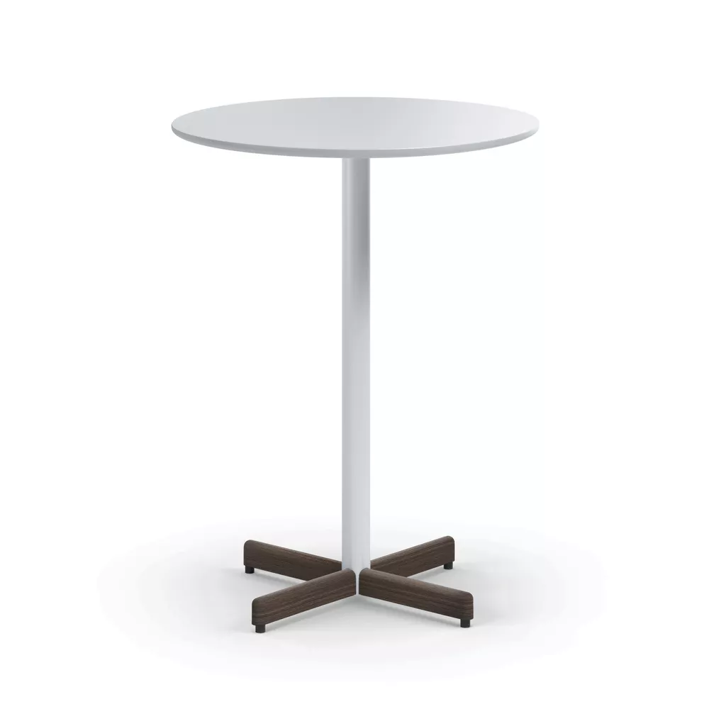 Myk bord Ø80 H150 cm ståbord med hvit laminat mørkbeiset deksel Fora Form