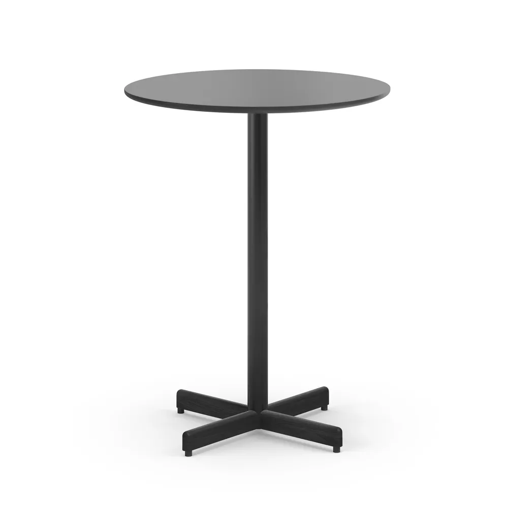 Myk bord Ø80 H150 cm ståbord med sort linoleum laminat og sort understell Fora Form