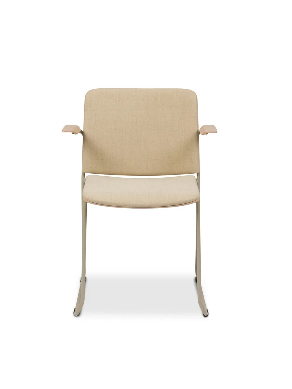 Atrium sled base with armrests seat and back cushion front