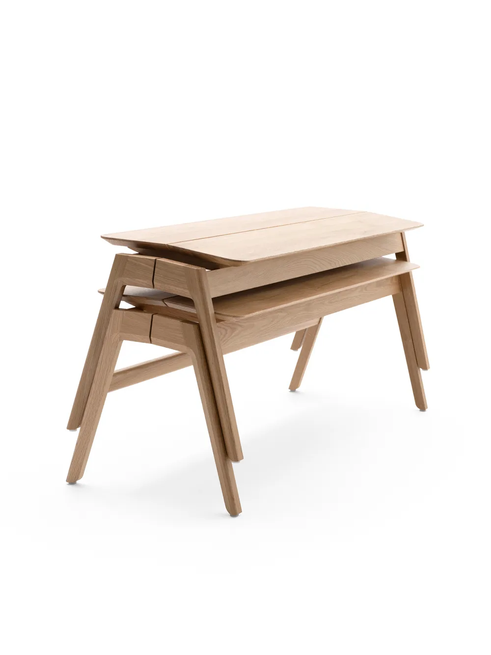 Knekk bench natural oak stacked